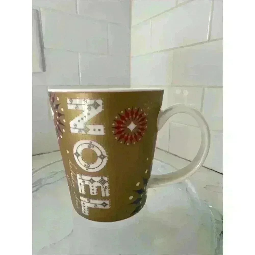 2006 Starbucks NOEL Gold Christmas Holiday Coffee Mug 14 oz